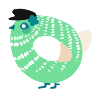 A spring and cream chicken with a bar pattern