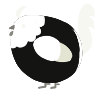 A black and white chicken with a head pattern