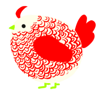 A white and red chicken with a double-lace pattern