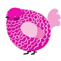 A fuchsia and pink chicken with a lace pattern