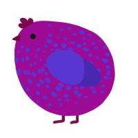 A plum and indigo chicken with a speckle pattern
