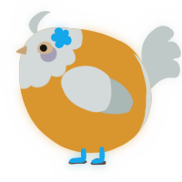 A orange and silver chicken with a head pattern