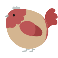 A beige and red chicken with a head pattern