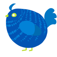 A ultramarine and sapphire chicken with a bar pattern