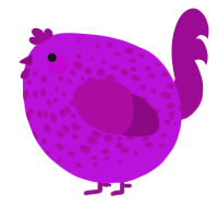 A amethyst and plum chicken with a speckle pattern
