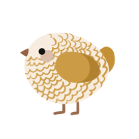 A cream and gold chicken with a lace pattern