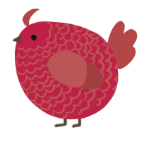 A crimson and red chicken with a lace pattern