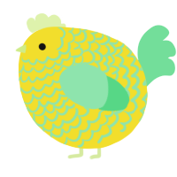 A yellow and spring chicken with a lace pattern