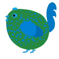 A viridian and sapphire chicken with a speckle pattern