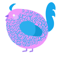 A lavender and sky chicken with a double-lace pattern
