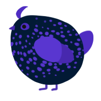 A tumblr and indigo chicken with a speckle pattern