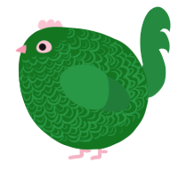 A leaf and viridian chicken with a double-lace pattern