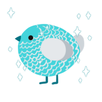 A aqua and mist chicken with a lace pattern