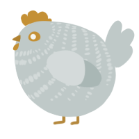 A silver chicken with a bar pattern