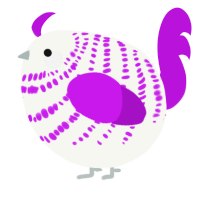 A white and amethyst chicken with a bar pattern