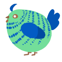 A spring and ultramarine chicken with a bar pattern