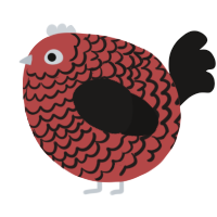 A red and sable chicken with a lace pattern
