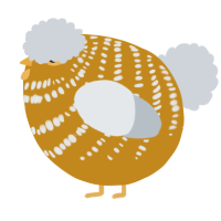 A ochre and mist chicken with a bar pattern