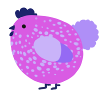 A orchid and lilac chicken with a speckle pattern