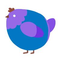 A sapphire and blurple chicken with a head pattern