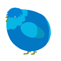 A sapphire and cerulean chicken with a head pattern