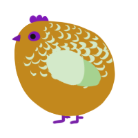 A ochre and gluppy chicken with a half-lace pattern
