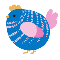 A sapphire and pink chicken with a bar pattern