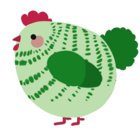 A gluppy and leaf chicken with a bar pattern