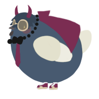 A beige and navy chicken