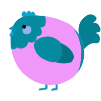 A lavender and sea chicken with a head pattern
