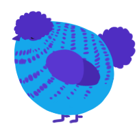 A sky and indigo chicken with a bar pattern