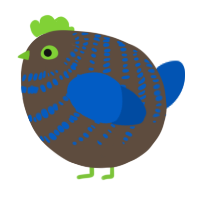 A bark and ultramarine chicken with a bar pattern