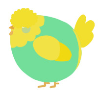 A spring and yellow chicken with a head pattern