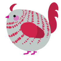 A silver and crimson chicken with a bar pattern