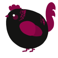 A black and maroon chicken with a neck-band pattern