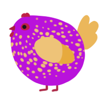 A amethyst and honey chicken with a speckle pattern
