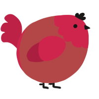 A red and crimson chicken with a head pattern