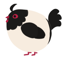 A cream and sable chicken with a head pattern