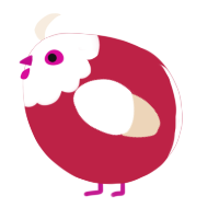A crimson and cream chicken with a head pattern