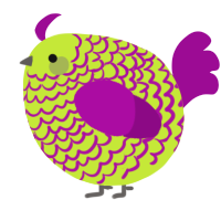 A lime and plum chicken with a lace pattern