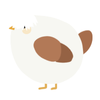 A white and brown chicken