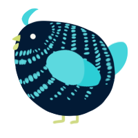 A tumblr and aqua chicken with a bar pattern