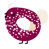 A maroon and cream chicken with a speckle pattern