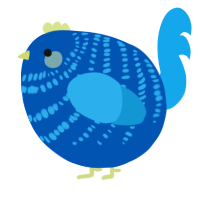 A ultramarine and sky chicken with a bar pattern