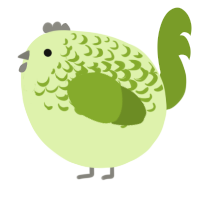 A apple and chartreuse chicken with a half-lace pattern