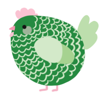 A viridian and gluppy chicken with a lace pattern