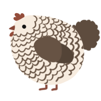 A cream and bark chicken with a lace pattern