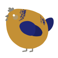 A gold and navy chicken with a neck-band pattern