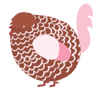 A russet and rose chicken with a lace pattern