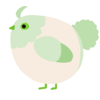 A cream and gluppy chicken with a head pattern